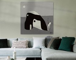 Voorbeeld van het werk in een kamer