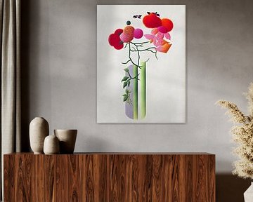 Abstracte vaas met bloemen van Artclaud