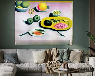 Tafel met surrealistisch eten van Artclaud