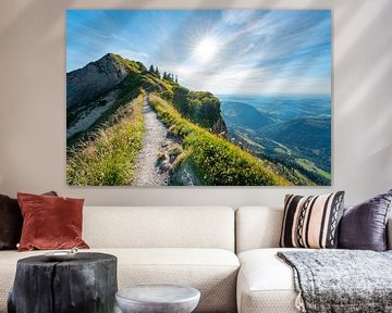 Wanderweg zum Hochgrat mit Blick auf Oberstaufen