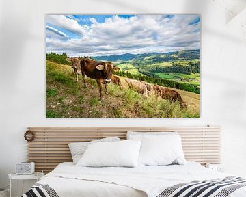 Lieve kudde koeien op de Kapf bij Oberstaufen van Leo Schindzielorz