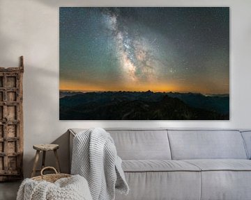Starry sky and Milky Way over the Allgäu Alps by Leo Schindzielorz