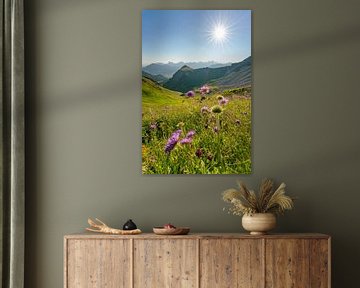 Vue fleurie sur les montagnes de Tannheim sur Leo Schindzielorz