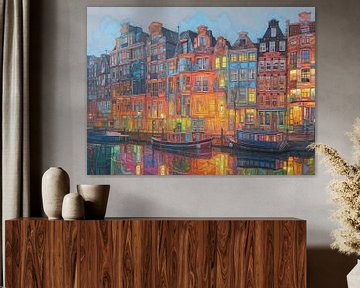 Amsterdam In Evening Colourful by ARTEO Paintings