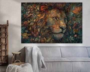 Gemälde Calmness of the Lion - Moderner farbenfroher Blickfang von ARTEO Gemälde