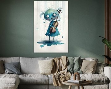 De blauwe dromer - Dromerig terwijl hij muziek maakt van Erich Krätschmer