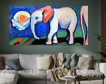 Farbenfroher Baby-Elefant im Stil von Henri Matisse