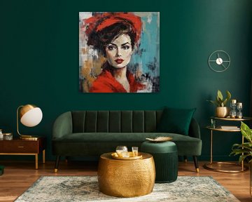 Modern portret in warme kleuren van Studio Allee
