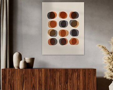 Minimal Retro Vormen | Abstract in Rust, Terracotta en Grijs van Menega Sabidussi