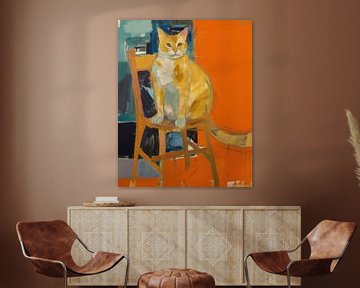 Orange tomcat, sitting on a chair by Studio Allee