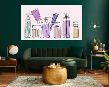 cosmetics collection of bottles and jars