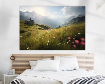 Mountain hut in a meadow with flowers by Studio Allee