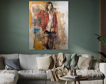 Collage moderne : portrait d'une jeune femme sur Carla Van Iersel
