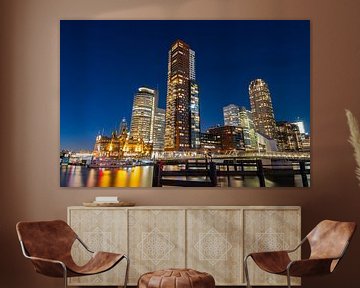 Skyline von Rotterdam bei Nacht von Thomas Gladdines