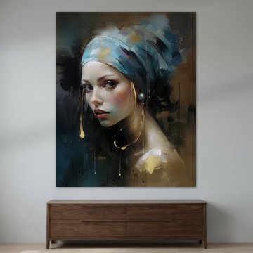 Moderne versie van het meisje met de parel van Studio Allee