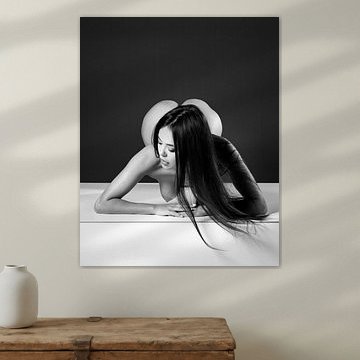 Very beautiful nude woman in vintage black and white photography