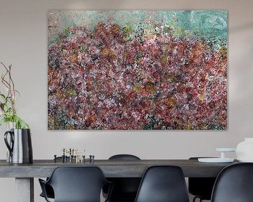 Field of flowers, bright abstract painting by Ankie Jochems