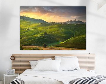 Vineyards of Langhe and La Morra villagge. Italy by Stefano Orazzini