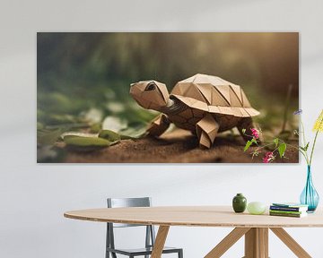 Turtle on Beach Origami Wall Canvas by Surreal Media