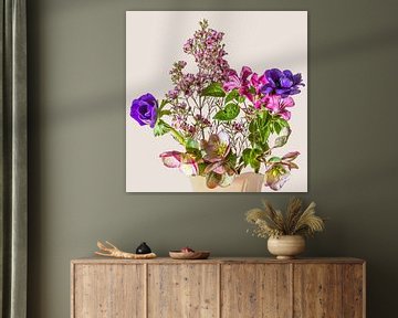 Christmas rose and clematis by Hanneke Luit