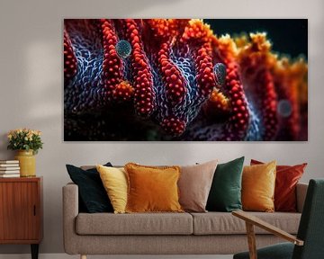 Blue Current - Fire Coral Wall Canvas by Surreal Media