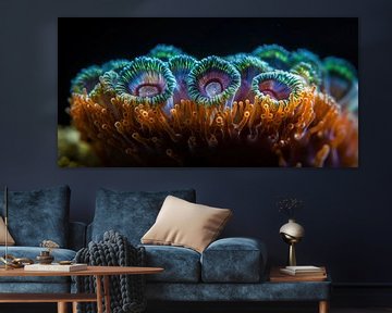 Light blue mushroom coral art by Surreal Media