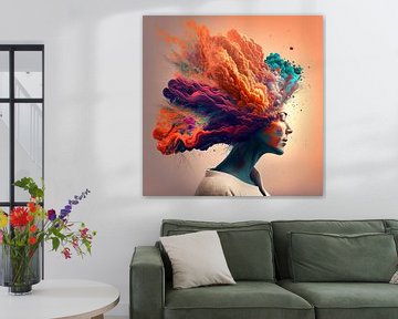 Abstrakte und farbenfrohe Malerei: Smart Woman von Surreal Media