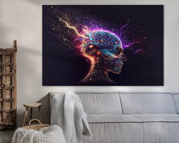 Cyber cerveau abstrait dans un univers coloré sur Surreal Media