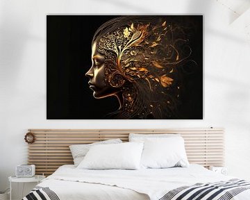 Abstract Painting Woman in Gold by Surreal Media