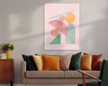 Balans, Abstract roze aquarel van Colors And Happiness