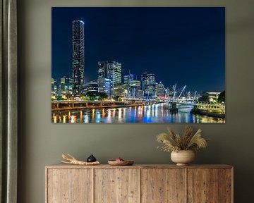 City nightsky skyline Brisbane, Australië van Troy Wegman