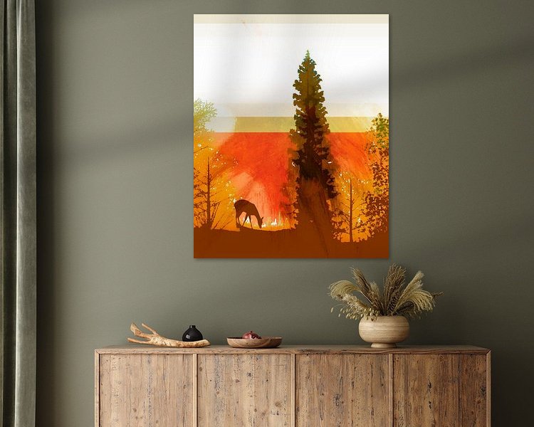 Voorbeeld van het werk in een kamer