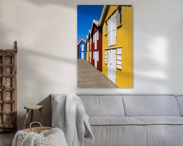 Kleurrijke huisjes in vissersdorp Smögen, Zweden