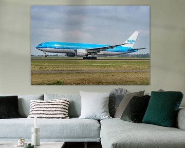 Vertrekkende KLM Boeing 777-200.