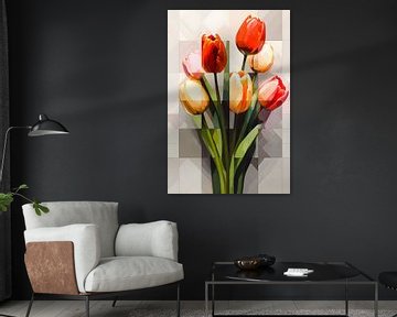 Stilleven Tulpen in Pixels van But First Framing