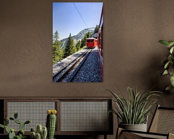 Trein in de Franse bergen Mont Blanc van Jacob Molenaar