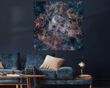 Earthsigh - abstracte digitale compositie, blauw, grijs van Nelson Guerreiro