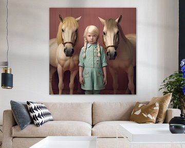 Kunstporträt "Ich und meine Pferde" von Carla Van Iersel