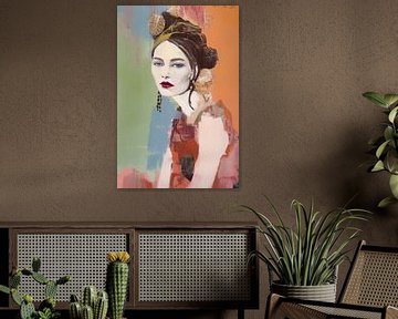 Kleurrijk portret in pastelkleuren van Studio Allee