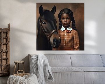 Portrait d'art : "Moi et mon cheval". sur Carla Van Iersel