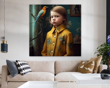 Fine art portret "Me and my bird" van Carla Van Iersel