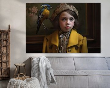 Fine art portret "Me and my bird" van Carla Van Iersel