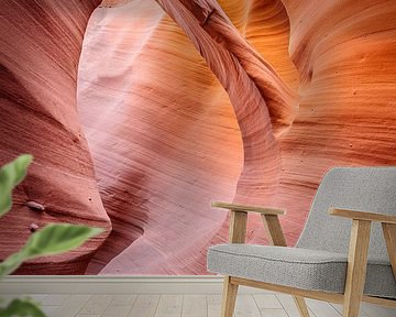Red rocks with rounded shape in Lower Antelope Canyon by Myrthe Slootjes