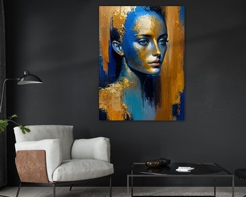 Goud en Kobalt – Portret van Innerlijke Kracht van Retrotimes