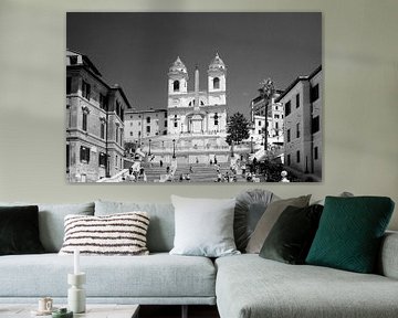 Zwart-wit Spaanse Trappen Rome van Stefano Senise Fine Art