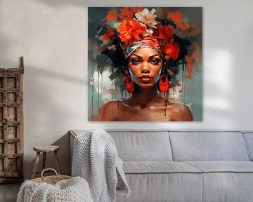 Beautiful African woman with fiery gaze by Dave