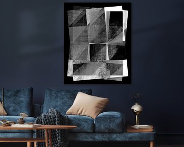 Geometric Japan Grunge BW by FRESH Fine Art