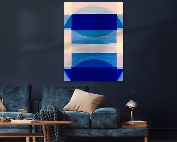 Abstracte organische vormen blauw van FRESH Fine Art