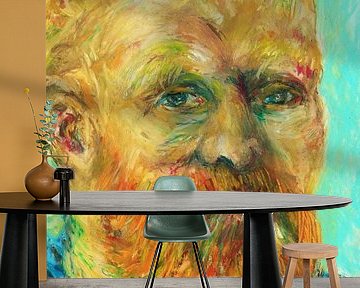 Portret van Vincent van Gogh,  portret met oliepastelkrijt, handgeschilderd (1)