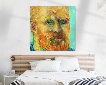 Portret van Vincent van Gogh,  portret met oliepastelkrijt, handgeschilderd (1) van Ineke de Rijk